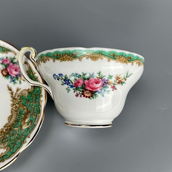 Vintage Coalport "MONTROSE Green" Tea Cup with Saucer Porcelain England - Picture 7 of 14